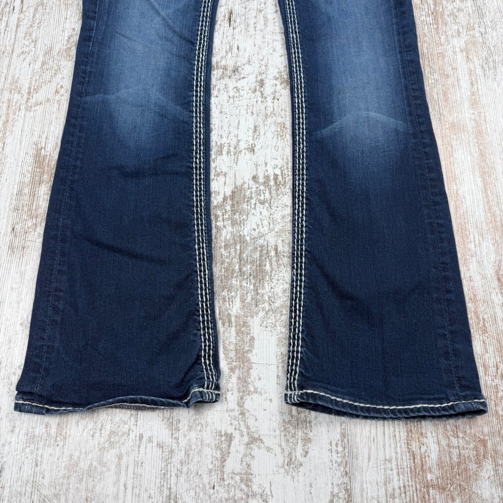 Rock Revival Betty Low Rise Bootcut Jeans Dark Wash Contrast Stitch Sz 27 Bling - Picture 13 of 13